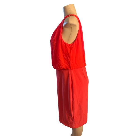 NWT Women 14 Lauren Ralph Lauren Red One Shoulder Cocktail Chiffon Jersey Dress - Picture 4 of 7